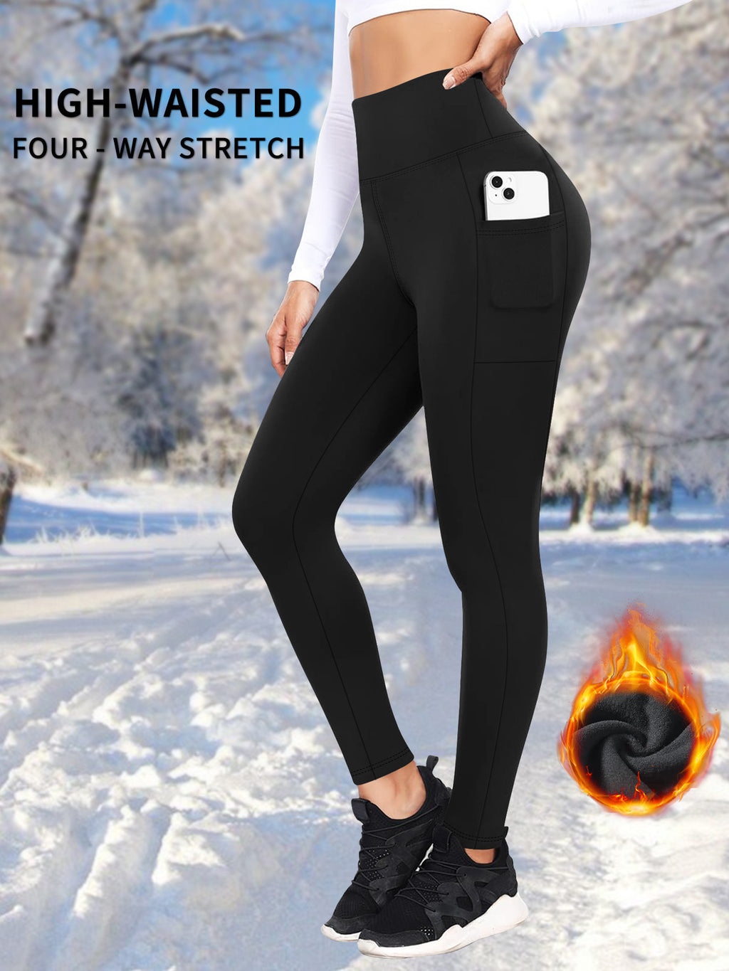 Pantalones de yoga de terciopelo con bolsillos cálidos para otoño e invierno