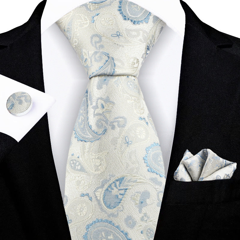 Corbata con flores de anacardo bordadas en jacquard