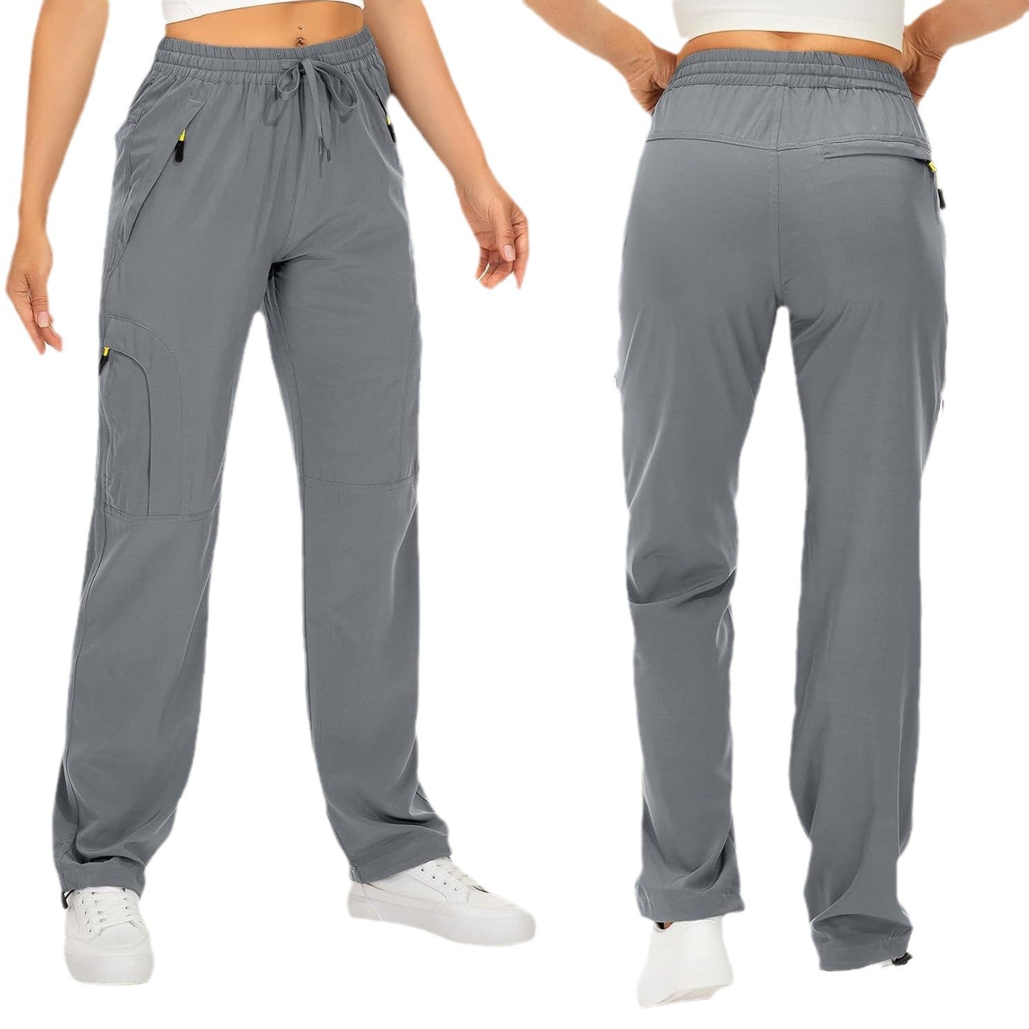 Pantalones de entrenamiento holgados de pierna recta con puños con cordón