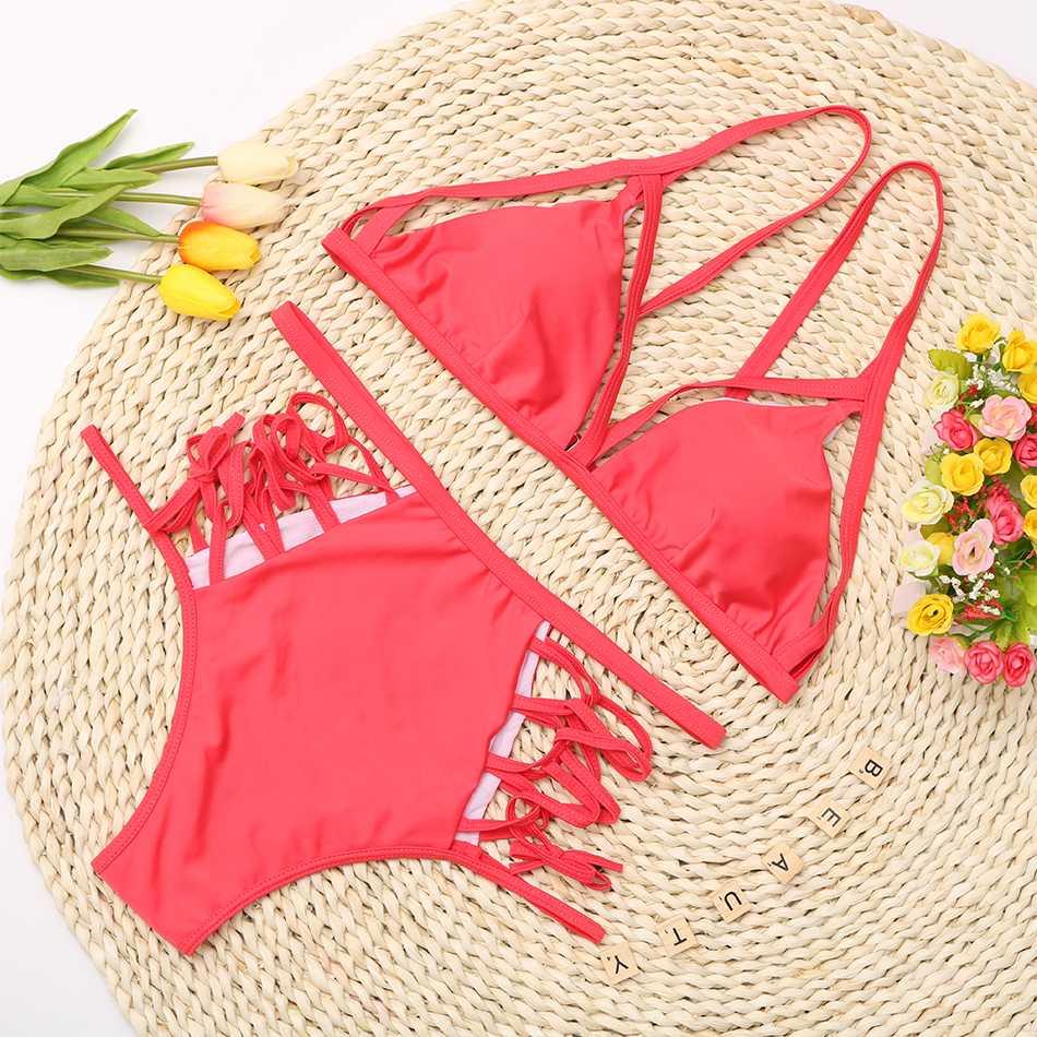 Multi-Strap Bikini Set Women Criss Cross Two Piece Swimsuit Beach