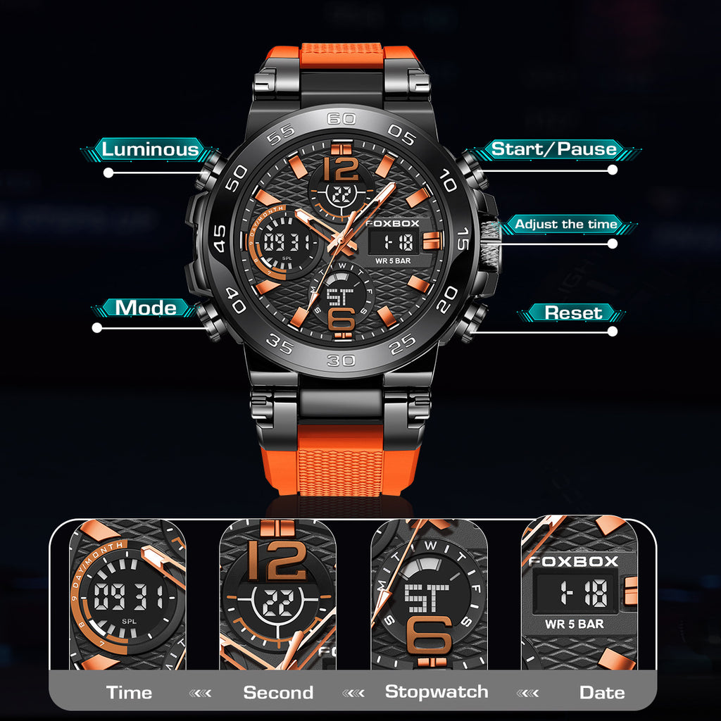 Reloj deportivo elegante y multifuncional con resistencia al agua.