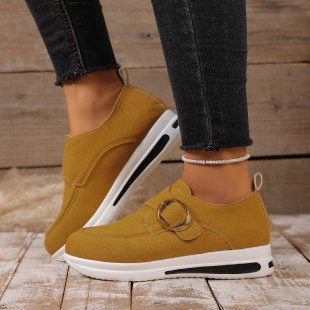 Zapatos casuales sin cordones para mujer de color liso con cordones delanteros