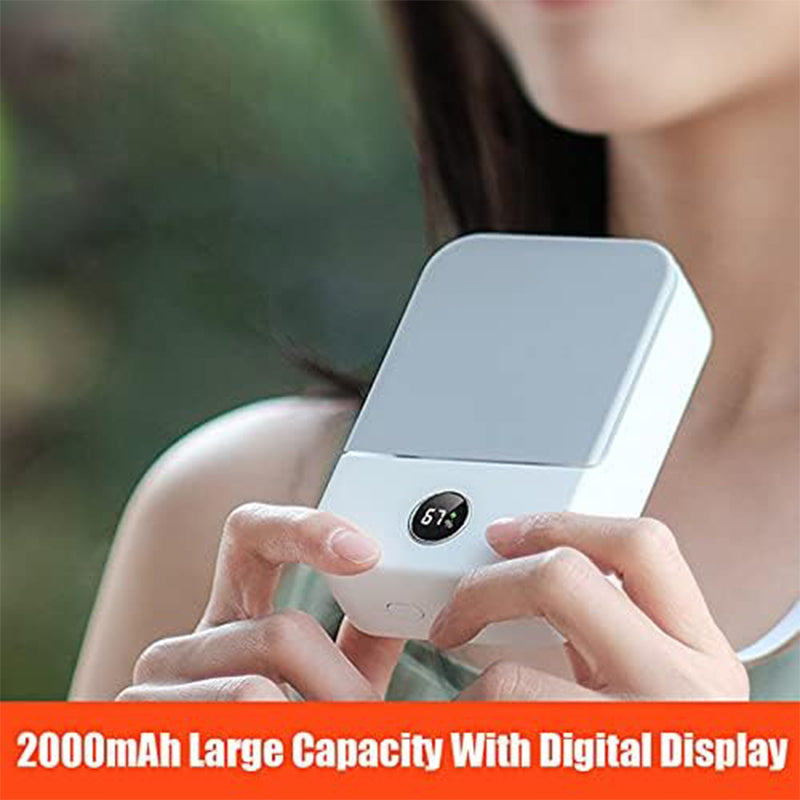 Ventilador de cuello colgante para persona perezosa, mini ventilador de cintura portátil de escritorio con carga USB y viento fuerte
