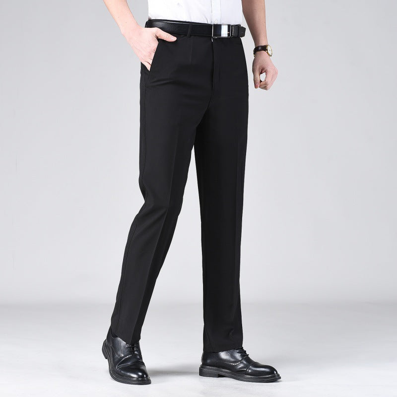 Pantalones casuales de color liso y pierna recta para hombre