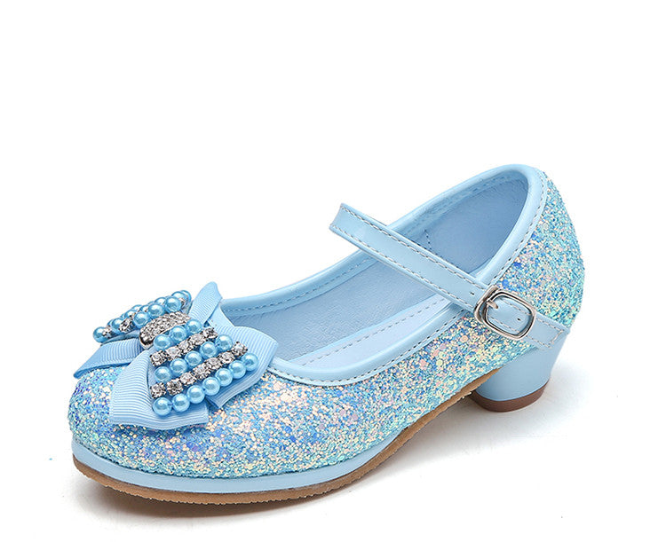 Zapatos de tacón alto con lazo y cristales para niños