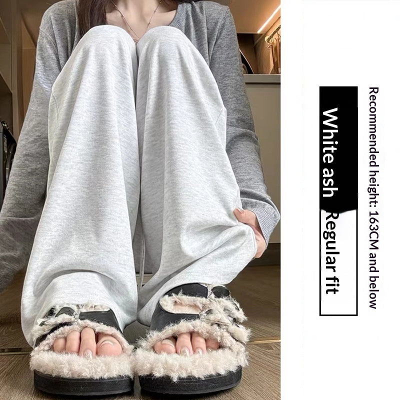 Pantalones de punto rectos de cintura alta y pierna ancha para mujer