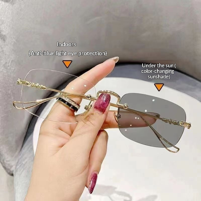 Montura de gafas para miopía vintage, moderna, ultraligera y sin montura, con cambio de color, para hombre.