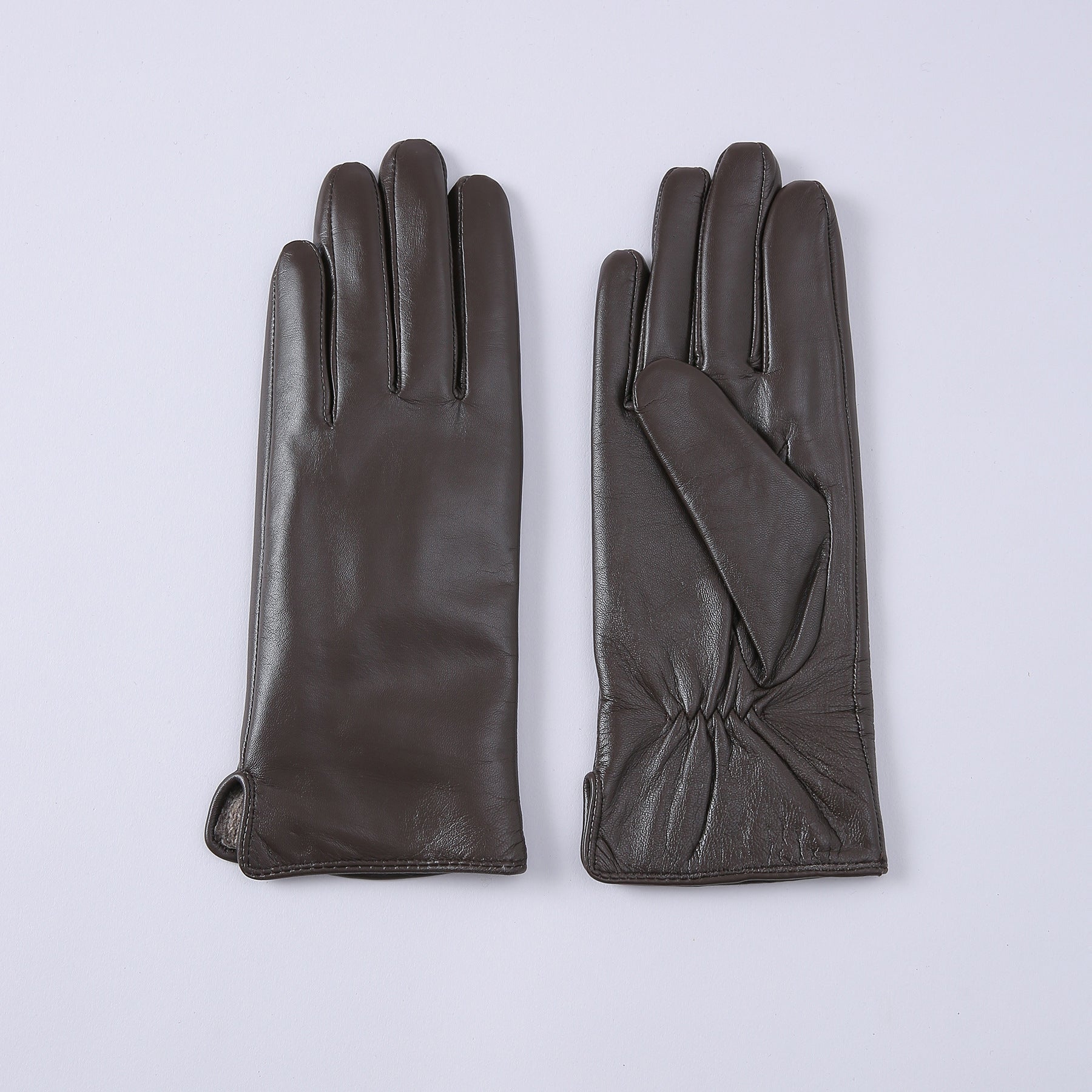 Guantes térmicos de cuero con forro polar de color liso para mujer