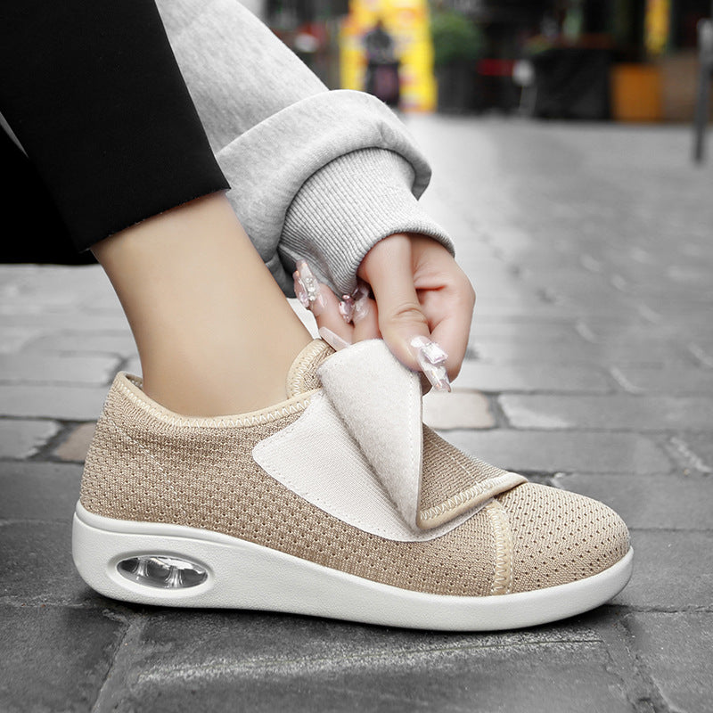 Zapatillas deportivas de malla transpirable, antideslizantes y resistentes al desgaste con velcro para personas de mediana edad y mayores.