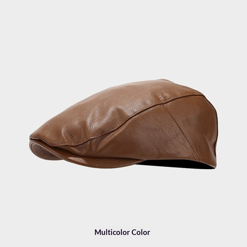 Autumn/Winter American-style Leather Trapper Hat Men's Vintage Painter's Cap
