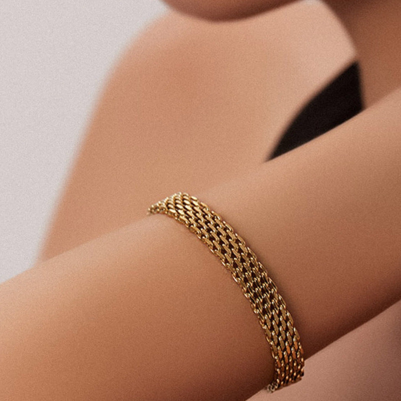 Pulsera de cadena para mujer, estilo informal de negocios, de metal dorado y plateado, joyería