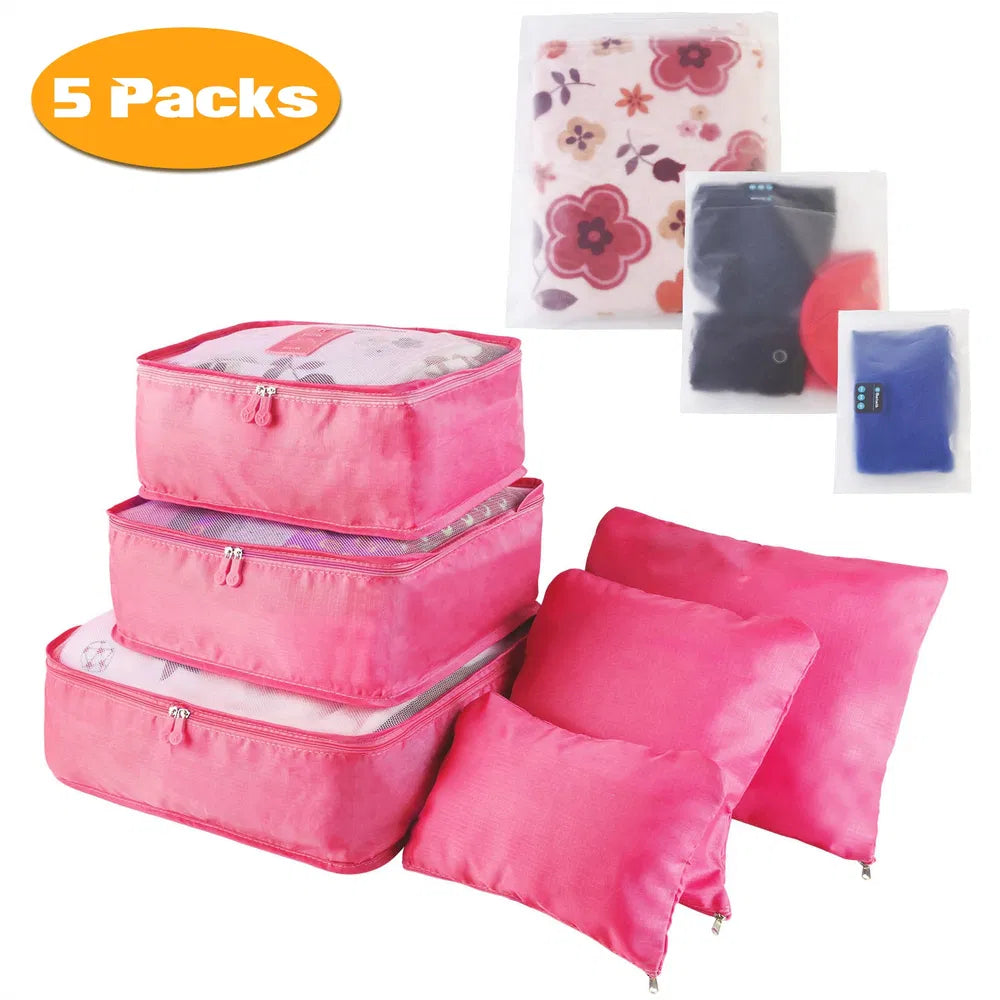 Juego de 9 bolsas de almacenamiento de ropa, resistentes al agua, organizadores de equipaje de viaje, cubos de embalaje para blusas, medias y ropa interior.