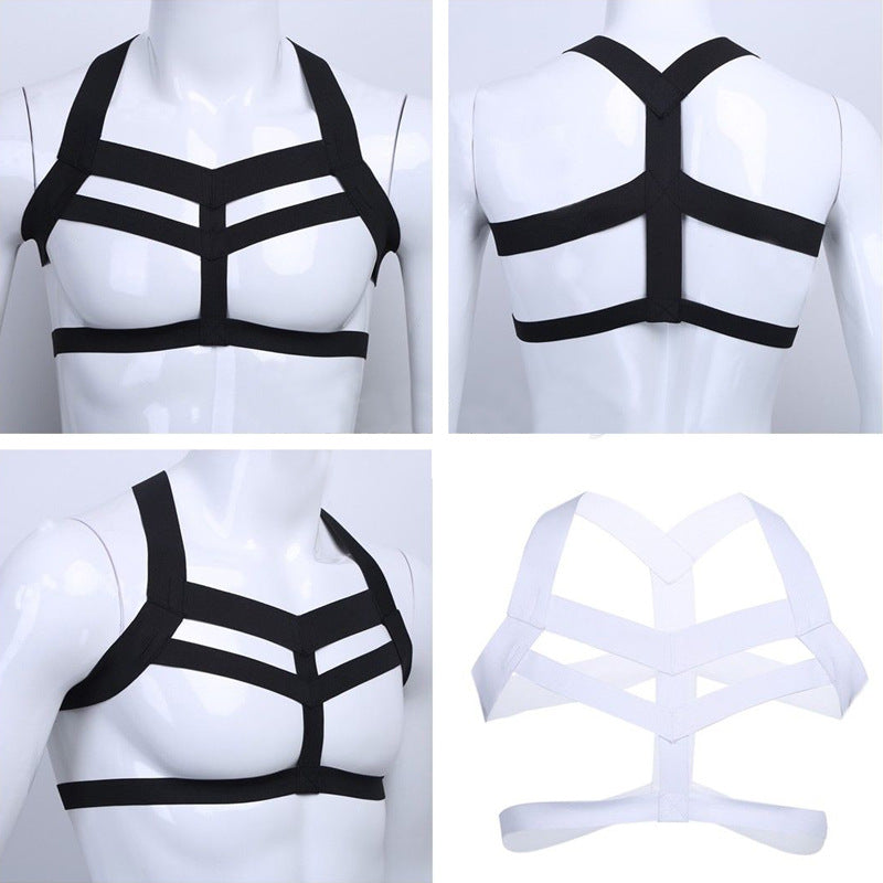 Mens Harness Bondage Costume Halter Neck Elastic