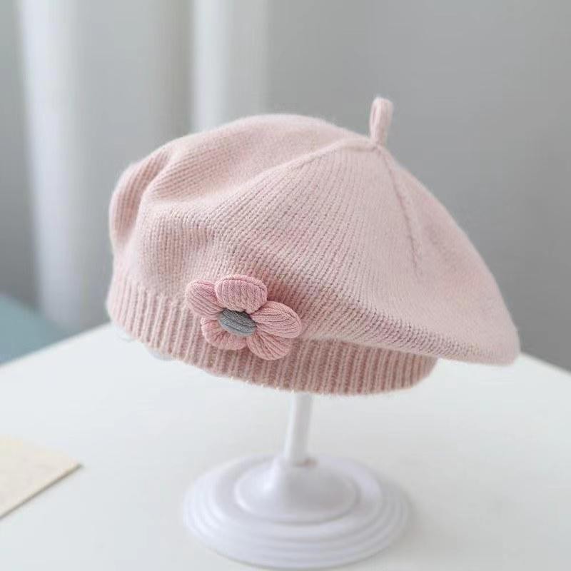 Gorro de niña Boina de punto de lana para bebé