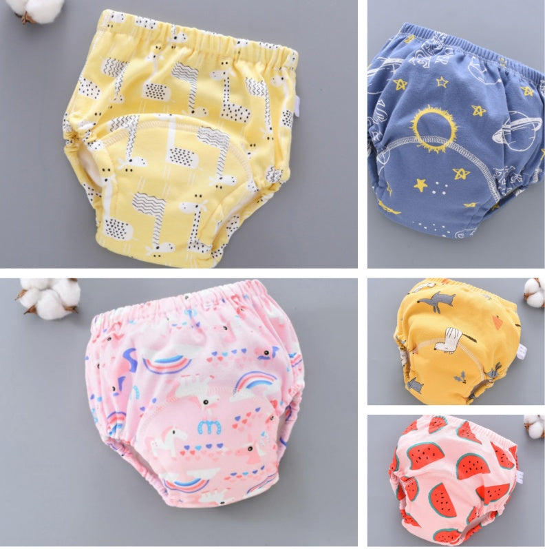 Pantalones de entrenamiento para bebé, lavables, de gasa de 6 capas, para cubrir pañales