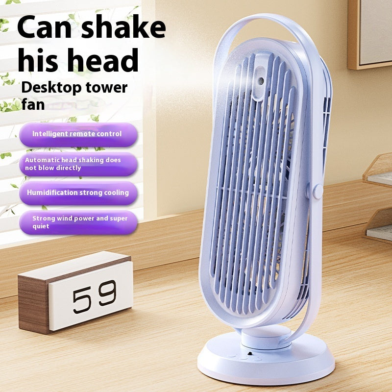 Ventilador de torre USB con cabezal de pulverización y humidificador de viento grande para oficina y escritorio