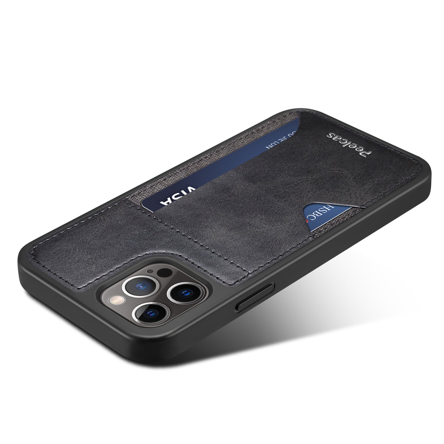 Estuche para teléfono con tarjetero de cuero para negocios
