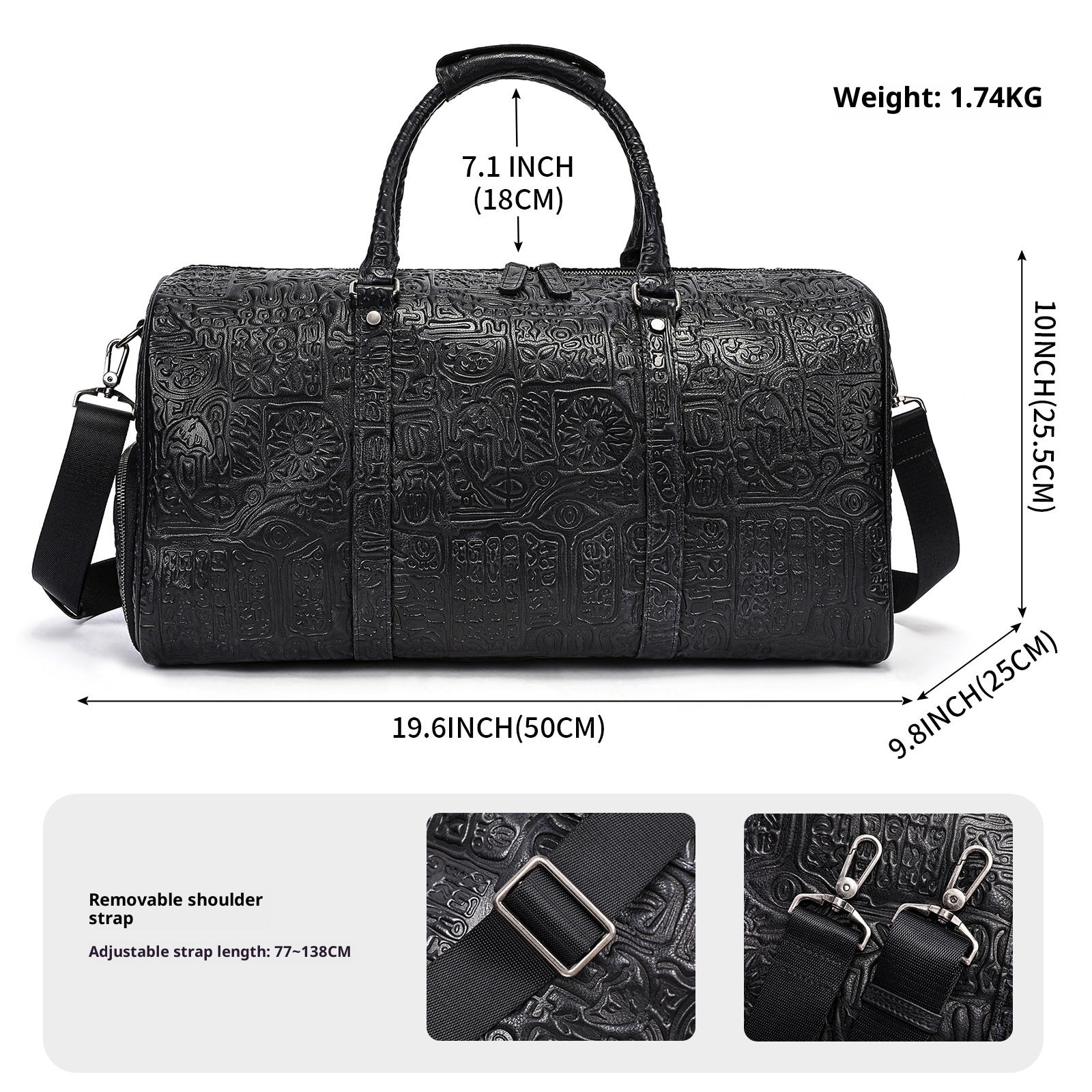 Bolso de mano con diseño retro en relieve para hombre