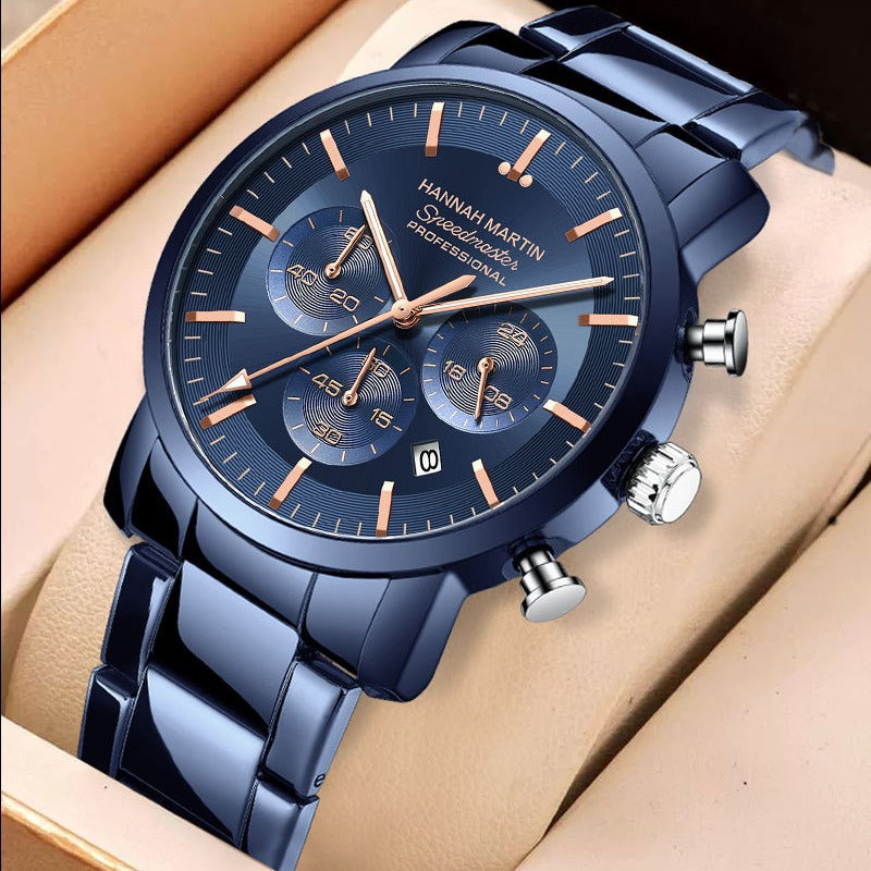 Nuevo reloj multifunción de seis manecillas con calendario, resistente al agua, para hombres de negocios.