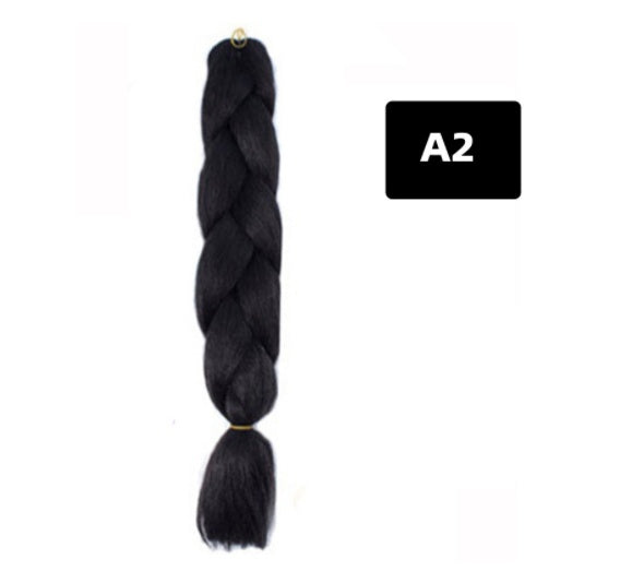 Peluca de seda africana de alta temperatura con fibra química y trenza grande en color degradado