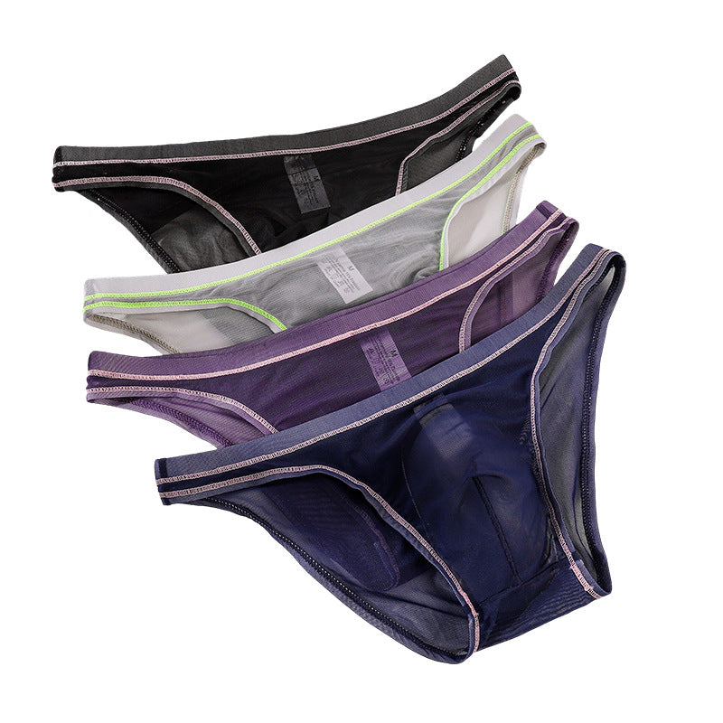 Nueva ropa interior triangular transparente sexy para hombre, cómoda, transpirable y elástica.