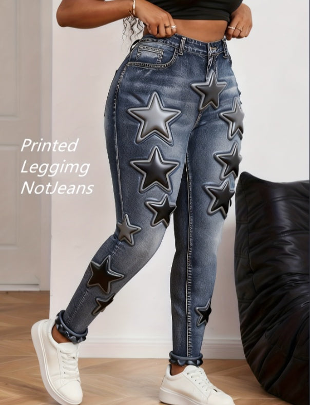 French Romantic Style. High-waisted Slimming Floral Print Denim A-line Skirt.