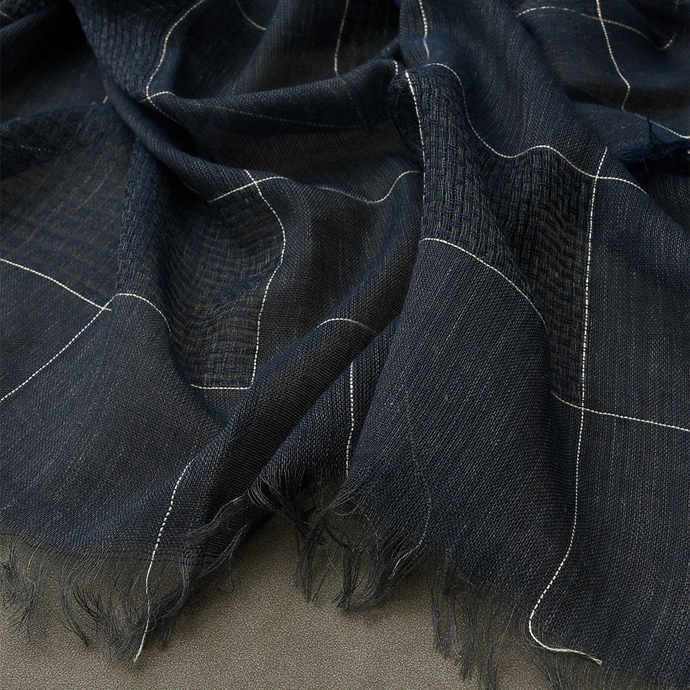 Winter Dual-color Patchwork Plaid Tassel Large Size Scarf