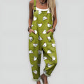 Printed-button Casual Suspender Pants For Women