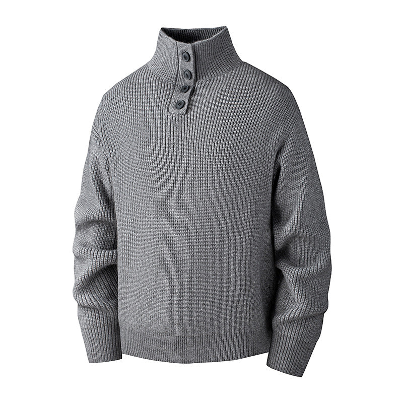 Men's Turtleneck Loose Solid-Color Knitted Pullover Bottoming Sweater