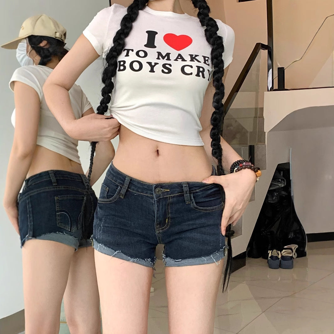 Shorts vaqueros vintage de estilo americano de verano para mujer