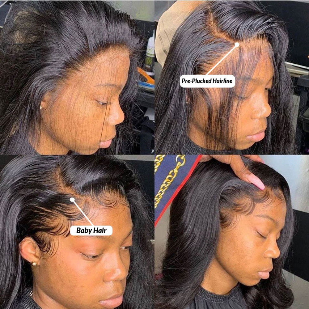 Pelucas de cabello humano con ondas corporales y encaje frontal completo de 360 ​​grados