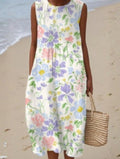 Sleeveless Pocketed Casual Printed Dress With A Sophisticated Vibe