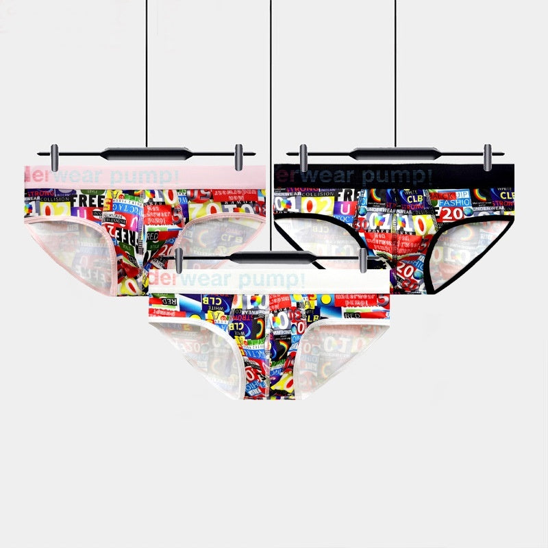 Ropa interior elástica con estampado grande y triángulo de cintura baja para hombre, talla grande
