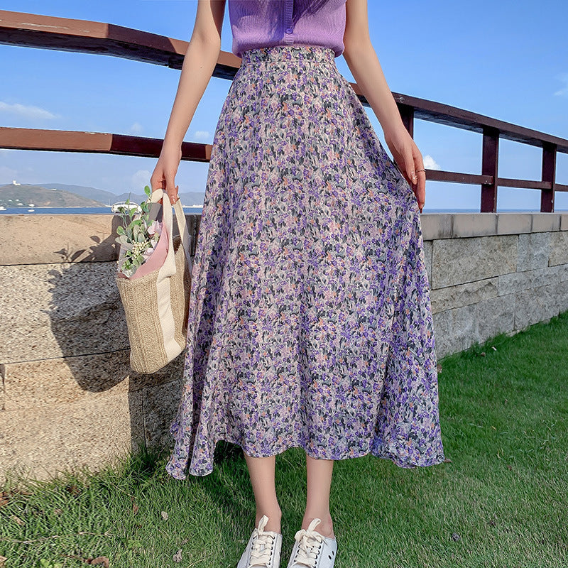 Falda con estampado floral elegante y minimalista para mujer