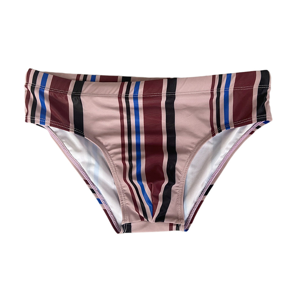 Braguita de bikini sexy de rayas de tiro bajo para hombre con diseño de copa triangular