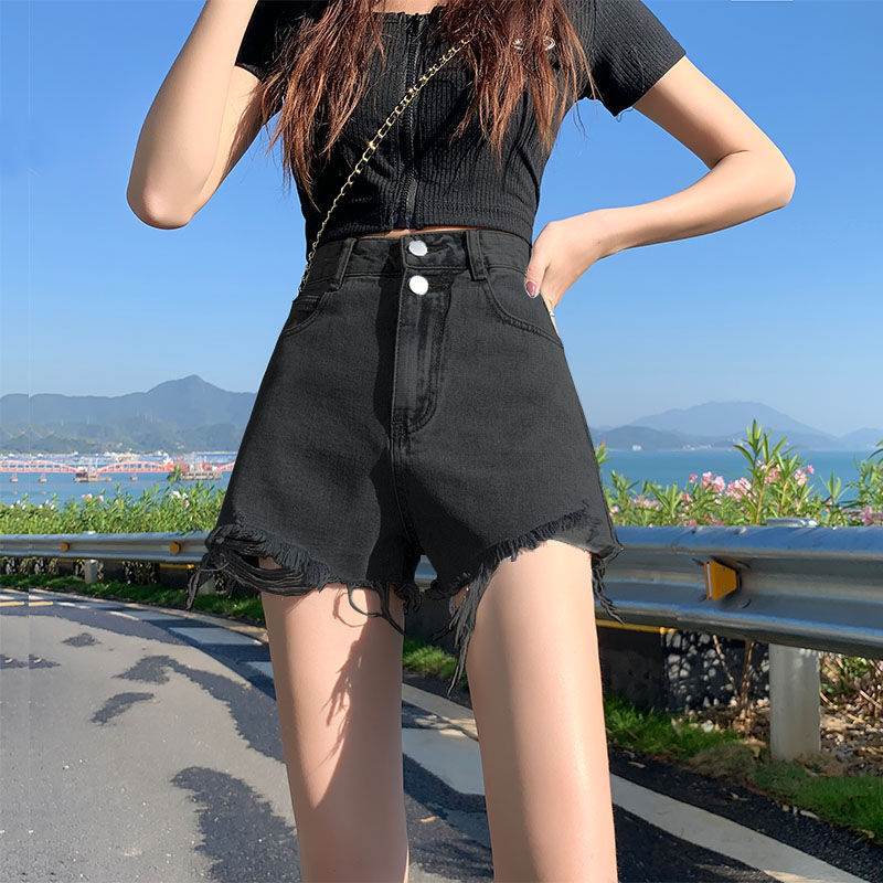 Shorts vaqueros blancos holgados de cintura alta para mujer