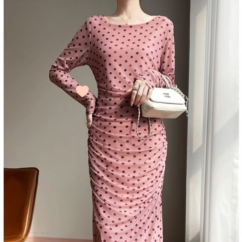 Vestido estampado de manga larga para mujer