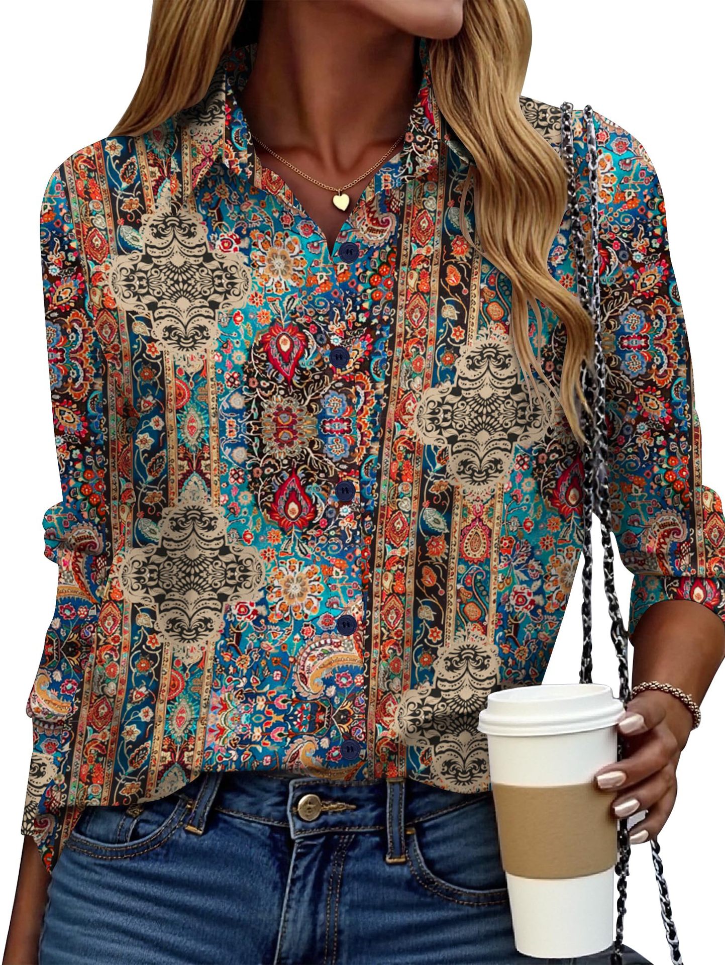 Long-sleeve Solid-color Simple Casual Versatile Shirt