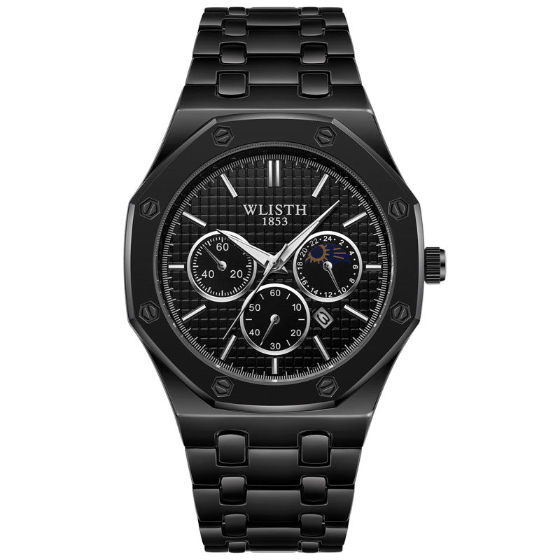Reloj de mujer con correa de acero luminosa y calendario.