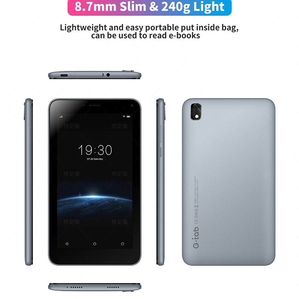 Tableta infantil G-tab T7Pro de 7 pulgadas con pantalla IPS de 1024 y 600 nits, Android 14, CPU de cuatro núcleos a 1,5 GHz, 4 GB de RAM, 2 GB de expansión y 2 GB de ROM, 64 GB de ROM, WiFi de 2,4 y 5 GHz, batería de 3000 mAh, cámara de 2 MP y 2 MP (rosa)