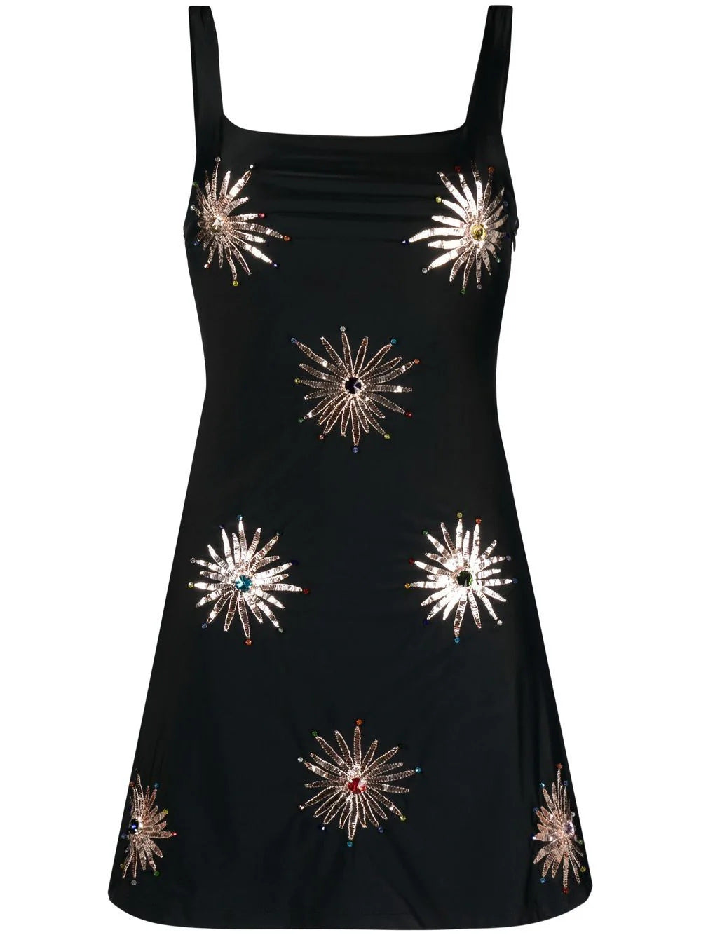 Diamond Embellished Square Neck Sheath Dress For Women Little Black Dress