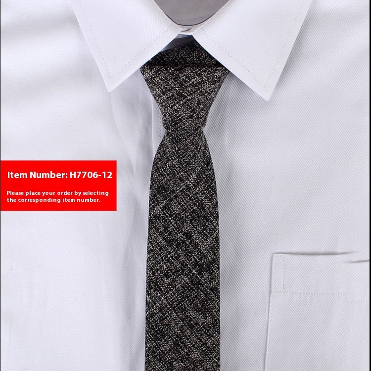 Corbata estrecha de algodón de estilo coreano de color liso para hombre, de 6 cm, para uso formal, informal, de negocios y boda