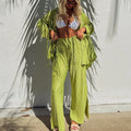 Fashion Suit Pleated Shirt Long Sleeve Split Pajamas Two-piece Set