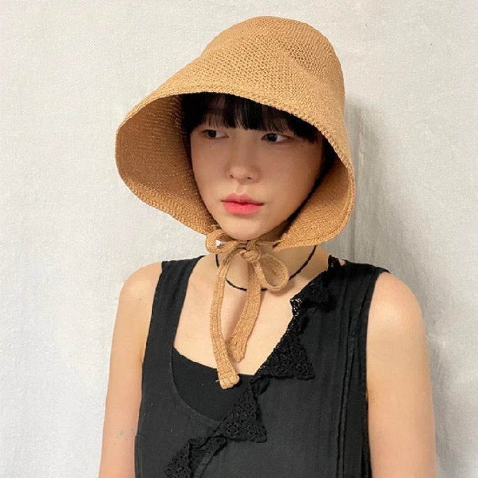 Womens French-style Flat-top Wide-brimmed Fisherman Hat