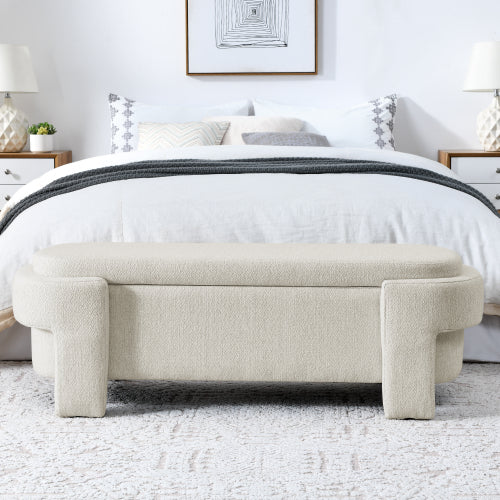 Linen Upholstered Bench Women Casual Fashion Everyday Streetwear