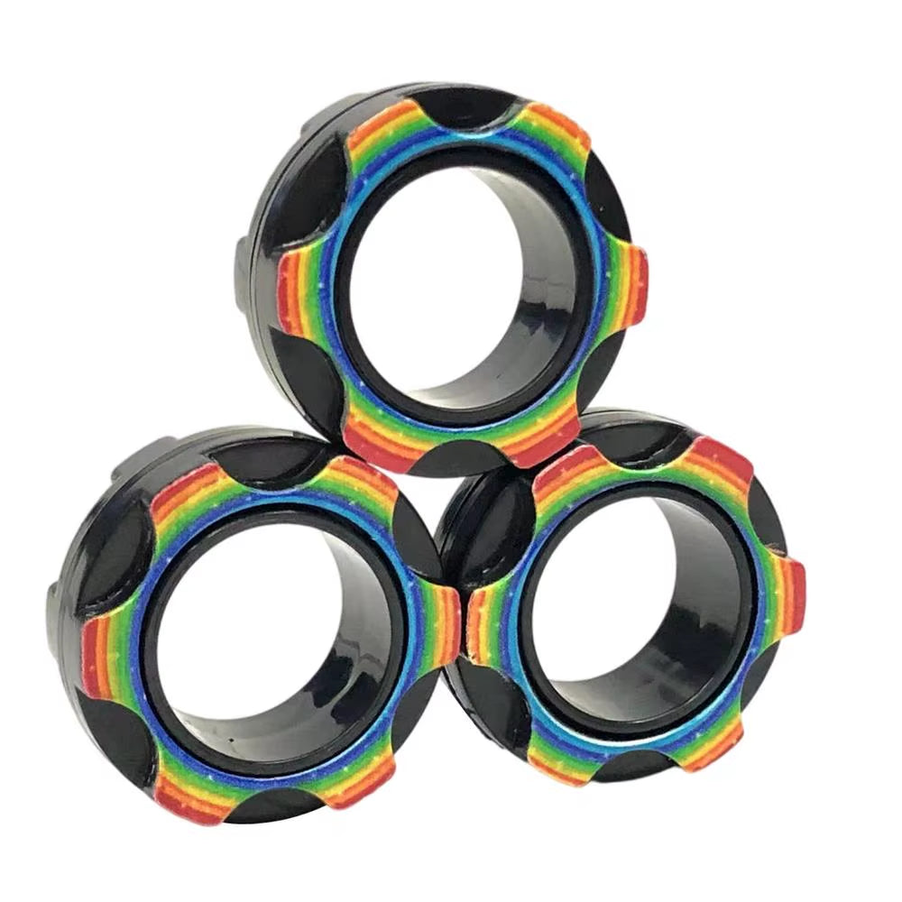3 PCS Magnetic Rings Set Anti-Stress Fidgetes Unzip Toy Children Magnetic Ring Finger Spinner Ring Adult Decompression Toys Xmas