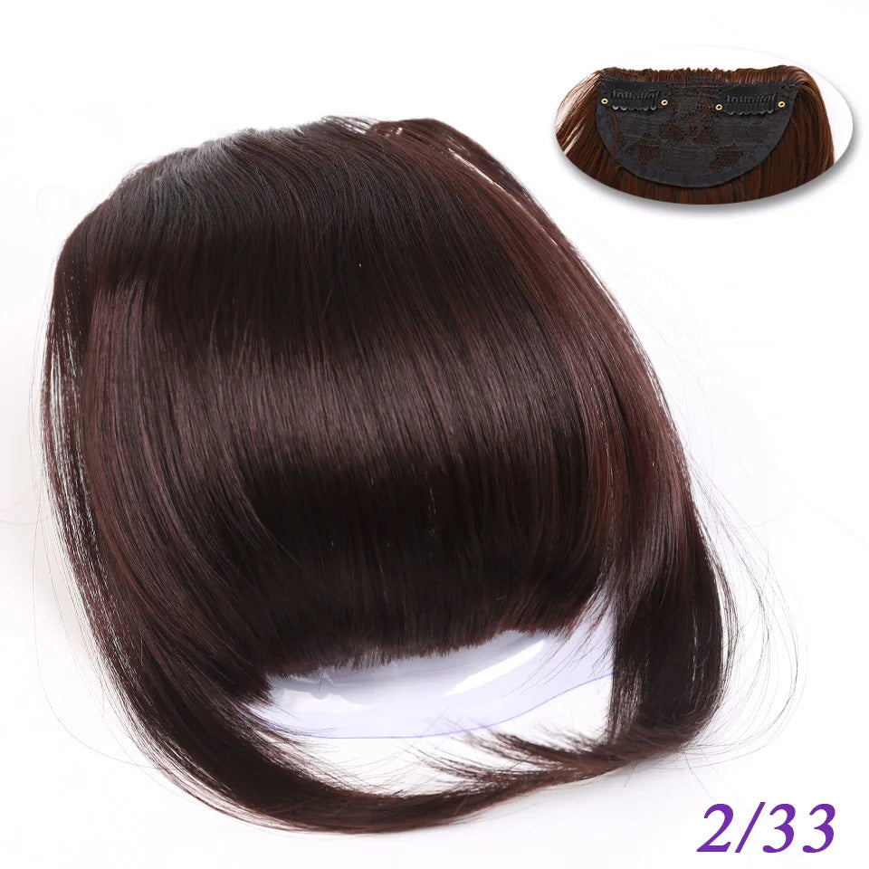 Peluca sintética de estilo europeo y americano con flequillo lateral y pinzas para el pelo para mujer.