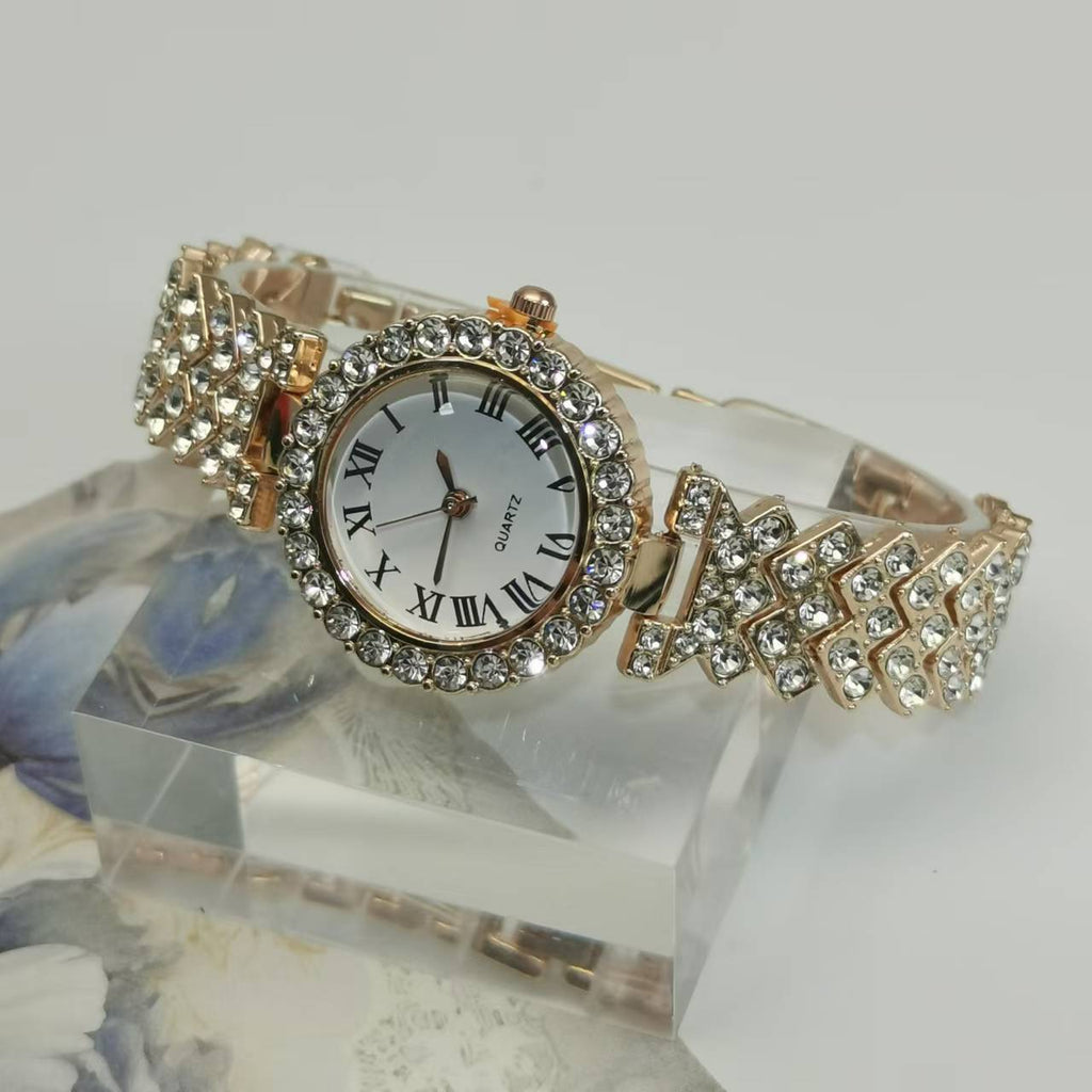 Reloj de pulsera de cuarzo con diseño de cielo estrellado y diamantes para mujer, versátil y de negocios.