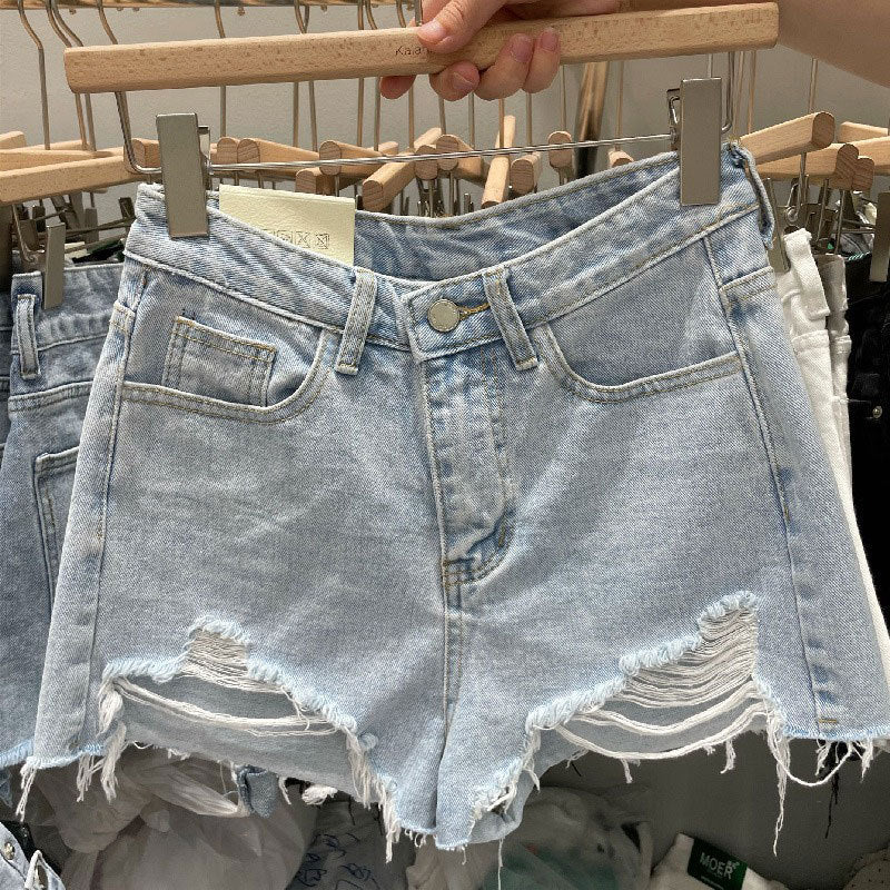 Shorts de mezclilla con bordes sin rematar para mujer, populares en Instagram