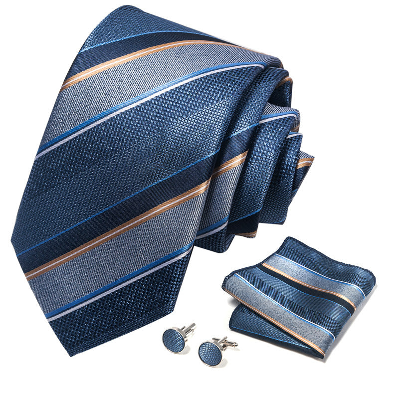 Conjunto de corbata, bufanda y puños con hebilla para hombre, creativo, combinable con todo, para negocios y formal